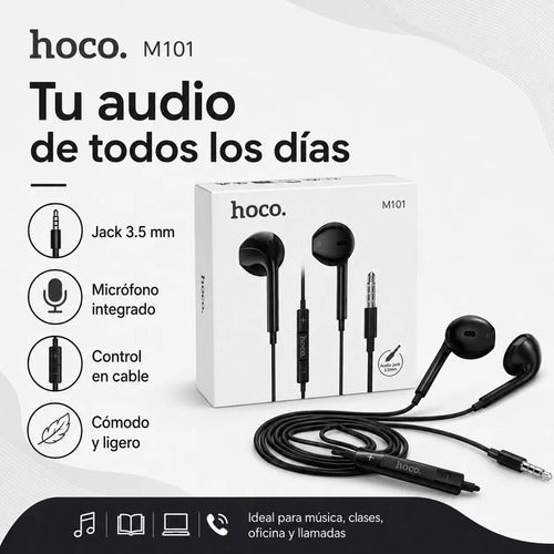 Audífonos Hoco M101 con Cable, Micrófono y Jack 3.5 mm – Negro – foto 6