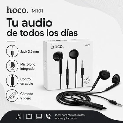 Audífonos Hoco M101 con Cable, Micrófono y Jack 3.5 mm – Negro – foto 6