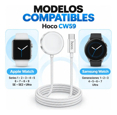 Cargador Hoco CW59 para Apple Watch y Samsung Watch – foto 3