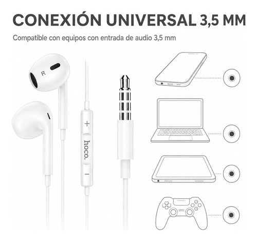 Audífonos Hoco M101 Max con Micrófono y Control, Jack 3.5 mm – Blanco – foto 7