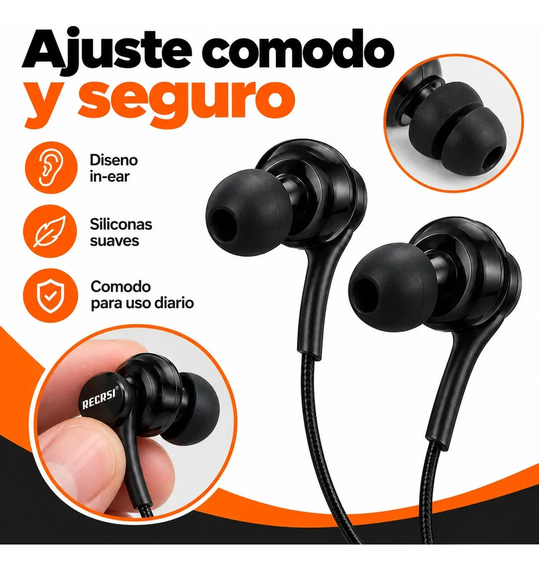 Auriculares RE-N10 con Cable USB-C y Control de Llamadas - foto 7