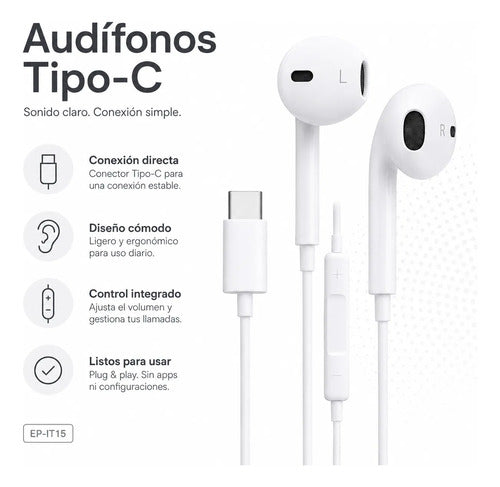 Audífonos Recrsi tipo EarPods USB-C – foto 5