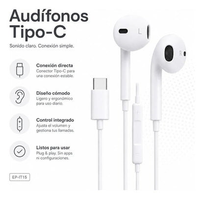Audífonos Recrsi tipo EarPods USB-C – foto 5