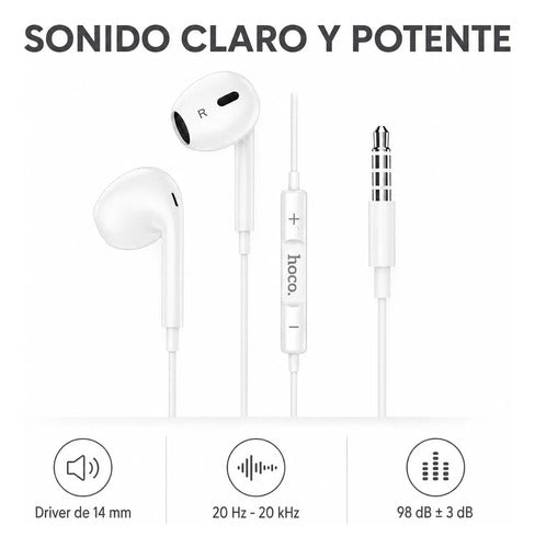 Audífonos Hoco M101 Max con Micrófono y Control, Jack 3.5 mm – Blanco – foto 3