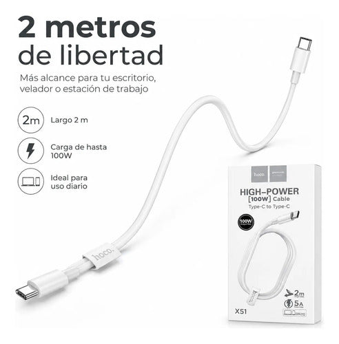 Cable Hoco X51 USB-C a USB-C 100W – 2 m – foto 4
