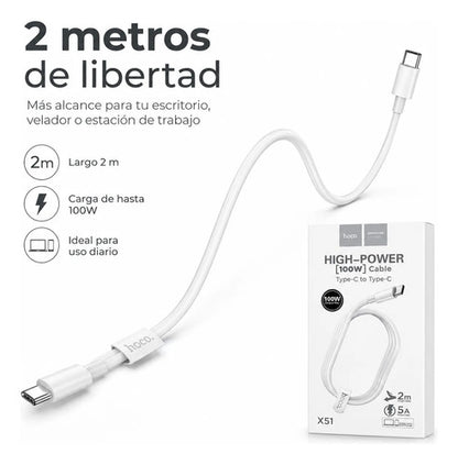 Cable Hoco X51 USB-C a USB-C 100W – 2 m – foto 4