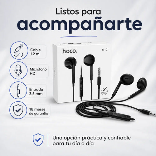 Audífonos Hoco M101 con Cable, Micrófono y Jack 3.5 mm – Negro – foto 9