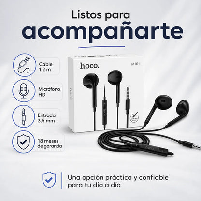 Audífonos Hoco M101 con Cable, Micrófono y Jack 3.5 mm – Negro – foto 9
