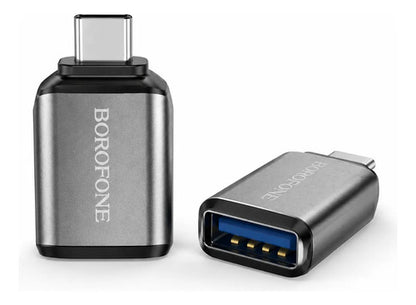 Adaptador OTG Borofone BV3 USB-C a USB 3.0 Metálico – Plateado – foto 1