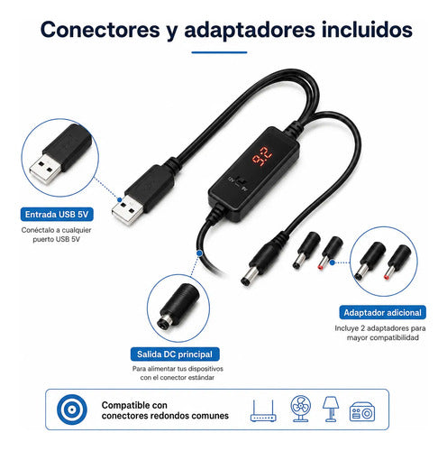 Cable USB a DC 9V/12V para Router y Módem con Pantalla LED – foto 6
