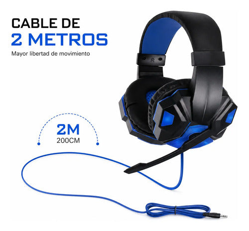 Audífonos gamer LED negro y azul – foto 6