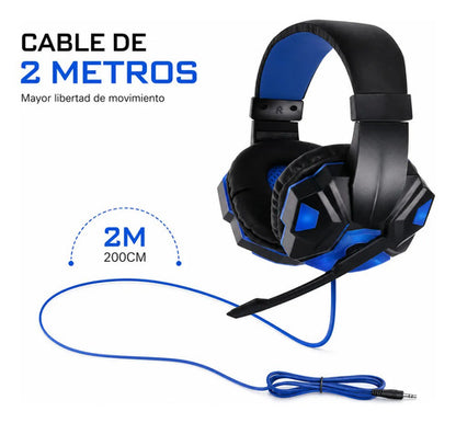 Audífonos gamer LED negro y azul – foto 6