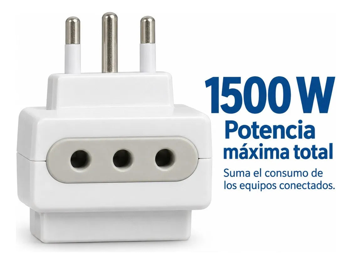 Multiplicador Enchufe Triple Macrotel 1500W con Tierra 3 Tomas - foto 7