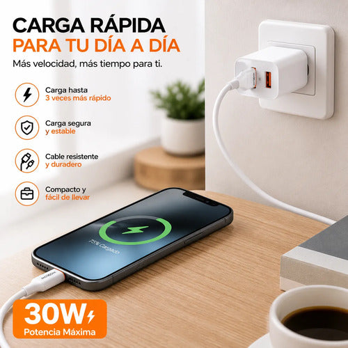 Cargador Moxom 30W con cable Lightning – foto 6