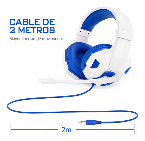 Audífonos gamer LED blanco y azul – foto 7