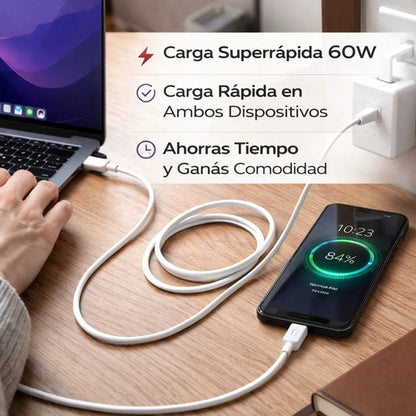 Cable Hoco X88 Blanco Carga Rápida – USB-C a USB-C · 1 m – foto 4