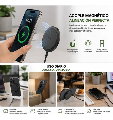 Cargador magnético Hoco CW52 15W negro – foto 4