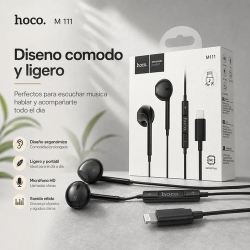 Audífonos Hoco M111 Lightning negro – foto 6