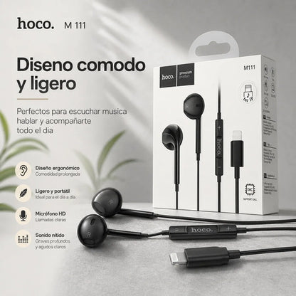 Audífonos Hoco M111 Lightning negro – foto 6