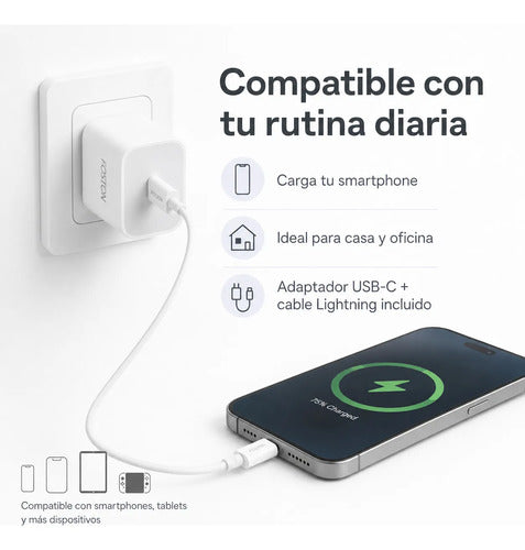 Cargador 35W USB-C con Cable USB-C a Lightning 1 m para iPhone – foto 5