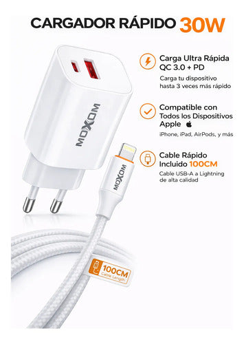 Cargador Moxom 30W con cable Lightning – foto 4