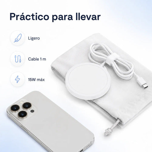 Cargador magnético Hoco CW52 15W blanco – foto 8