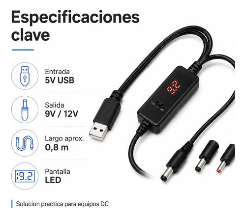 Cable USB a DC 9V/12V para Router y Módem con Pantalla LED – foto 7