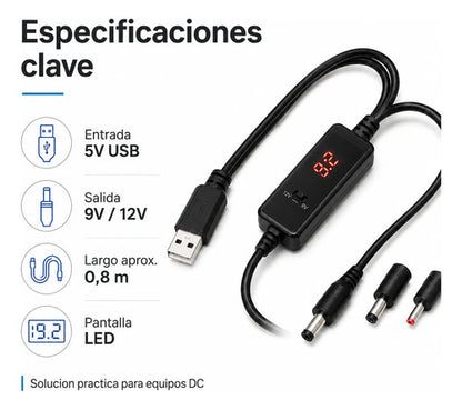 Cable USB a DC 9V/12V para Router y Módem con Pantalla LED – foto 7