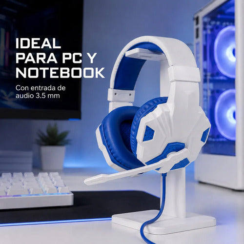 Audífonos gamer LED blanco y azul – foto 8