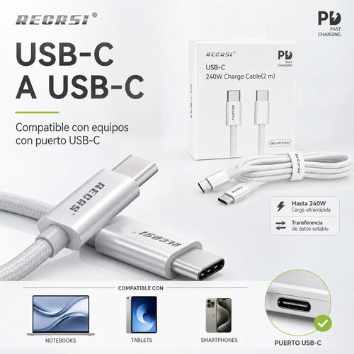 Cable Recrsi USB-C 2 m 240W – foto 9
