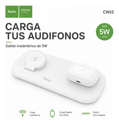 Cargador inalámbrico 3 en 1 Hoco CW65 blanco – foto 8