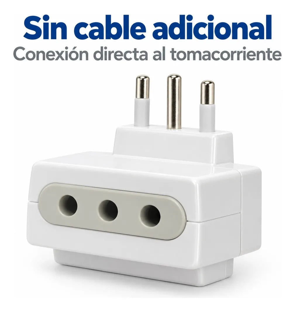 Multiplicador Enchufe Triple Macrotel 1500W con Tierra 3 Tomas - foto 5