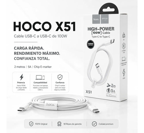 Cable Hoco X51 USB-C a USB-C 100W – 2 m – foto 10