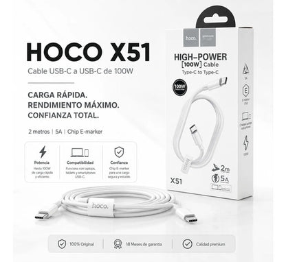 Cable Hoco X51 USB-C a USB-C 100W – 2 m – foto 10