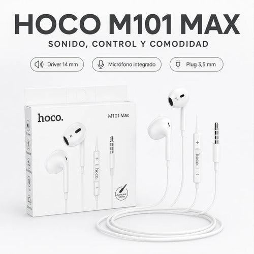 Audífonos Hoco M101 Max con Micrófono y Control, Jack 3.5 mm – Blanco – foto 9