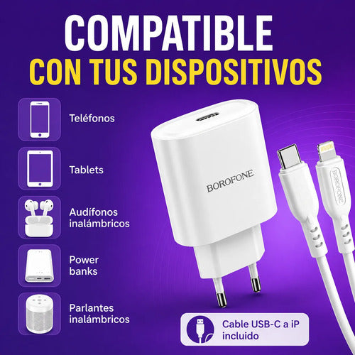 Cargador Borofone BA81A 20W + cable Lightning – foto 7