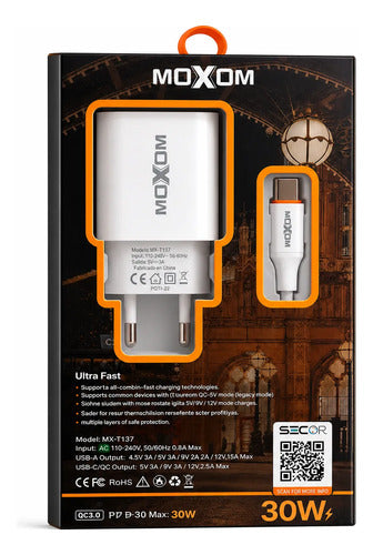 Cargador Moxom 30W con cable USB-C – foto 3