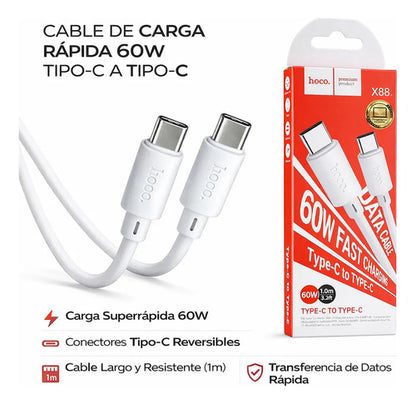 Cable Hoco X88 Blanco Carga Rápida – USB-C a USB-C · 1 m – foto 2