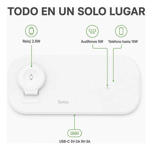 Cargador inalámbrico 3 en 1 Hoco CW65 blanco – foto 10
