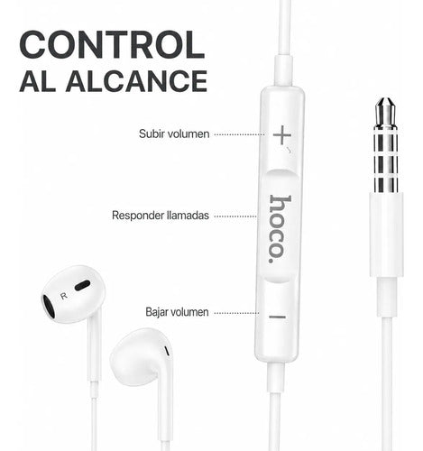 Audífonos Hoco M101 Max con Micrófono y Control, Jack 3.5 mm – Blanco – foto 4