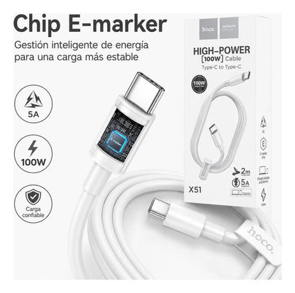 Cable Hoco X51 USB-C a USB-C 100W – 2 m – foto 6