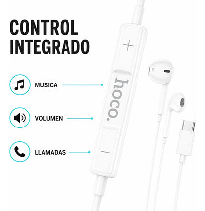 Audífonos Hoco M101 USB-C blancos – foto 5