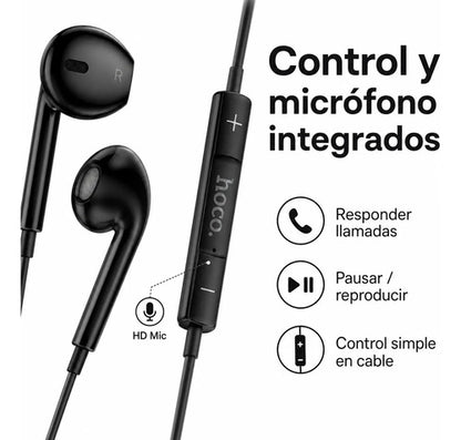Audífonos Hoco M101 con Cable, Micrófono y Jack 3.5 mm – Negro – foto 8