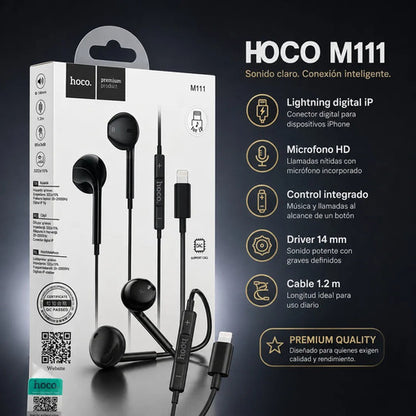 Audífonos Hoco M111 Lightning negro – foto 10