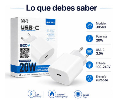 Cargador D-Ultra J8540 20W USB-C PD – foto 9