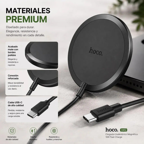 Cargador magnético Hoco CW52 15W negro – foto 2