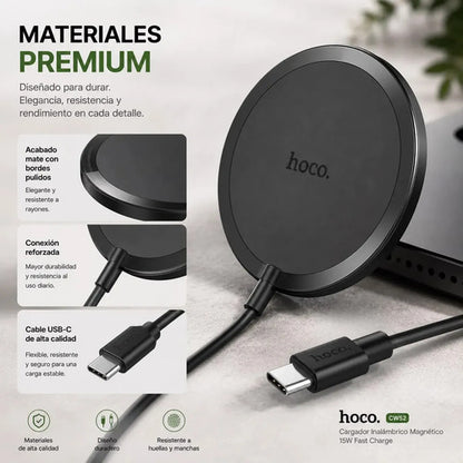 Cargador magnético Hoco CW52 15W negro – foto 2