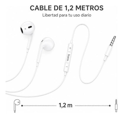 Audífonos Hoco M101 Max con Micrófono y Control, Jack 3.5 mm – Blanco – foto 8