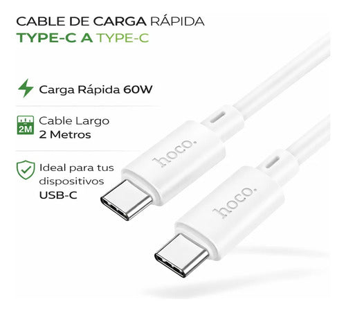 Cable Hoco X88 Blanco Carga Rápida – USB-C a USB-C 60W · 2 m – foto 3