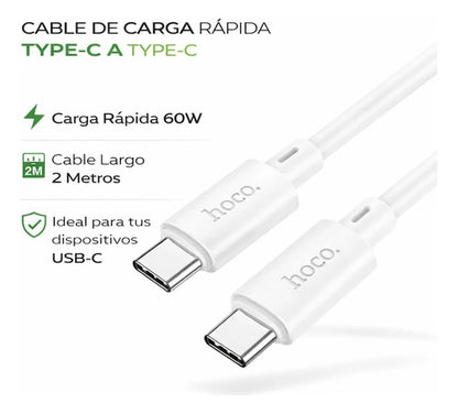 Cable Hoco X88 Blanco Carga Rápida – USB-C a USB-C 60W · 2 m – foto 3